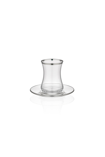 Decorium Dalia Platinum Gilded 100 ml 12-Piece Glass Tea Set for 6 People 9-0...