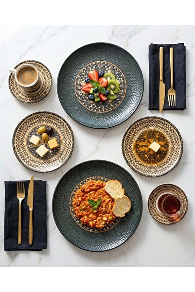 Bonna Porselen Mesopotamia Mosaic Breakfast Treat Set for 2 People