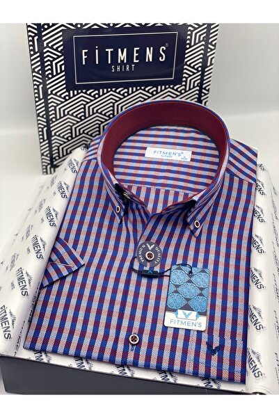 Fitmens Classic Short Sleeve Checkered Collar Buttoned Gift Boxed Men's Shirt...