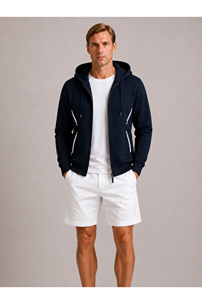 Xint Erkek Lacivert Pamuk Dokulu Regular Fit Sweatmont