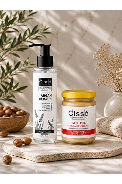 cisse Argan Keratin Saç Bakım Serumu ve Kuyruk Yağlı Masaj Kremi Avantaj Paketi