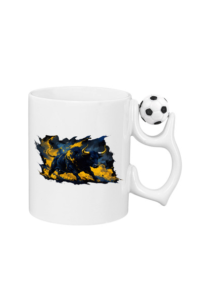 CERCİBAZAAR (Yellow-Navy Blue) Bull Themed Special Design Graphic Printed Mug...