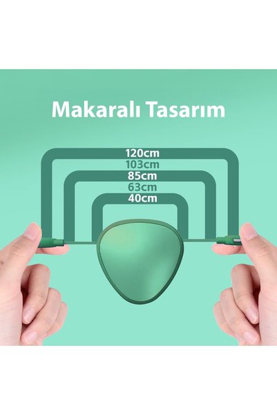 Powermaster PM-29662 3'ü 1 Arada Cep Boy Makaralı 120cm 5 Kademeli Şarj Kablosu