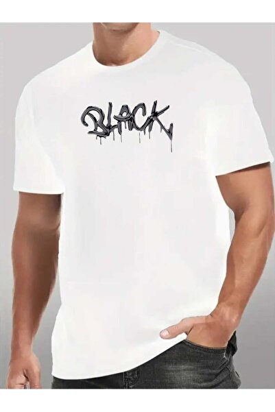 tkn your style Tricou din bumbac cu imprimeu negru pentru bărbați