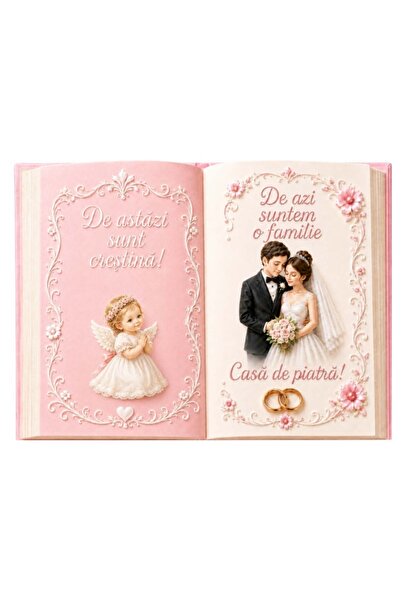 Decoratiuni Dulci Carte deschisa Botez fetita | De astazi suntem o familie - A4