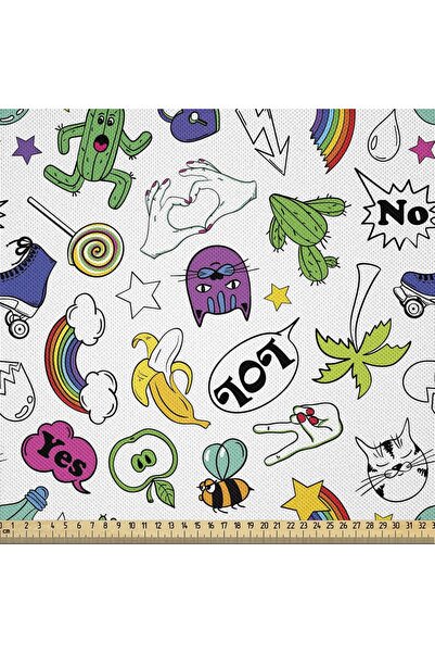 Abakuhaus Țesătură din poliester cu emoticoane, la metru, 2m, pentru tapițeri...