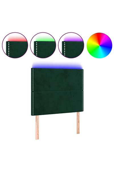 vidaxl Tăblie de pat cu LED, verde închis, 90x5x118/128 cm, catifea