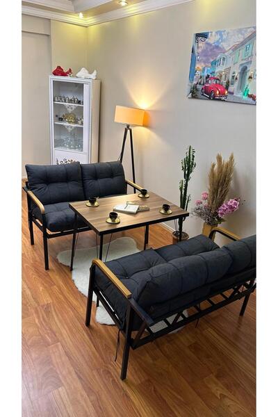 Sofmina Ahşap Detaylı Balkon Takımı 2+2 Kişilik * Modern Çay ve Kahve Köşesi ...