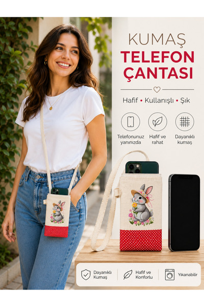 JANJAN Strap-On Phone Bag, Strap-On Wallet, Canvas Phone Bag, Waist Bag, Stra...