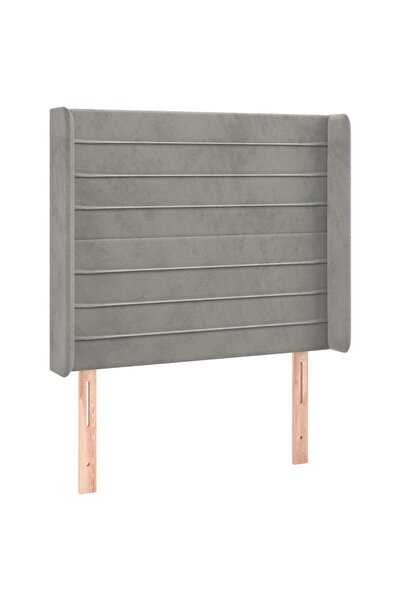 vidaxl Tăblie de pat cu aripioare gri deschis 83x16x118/128 cm catifea