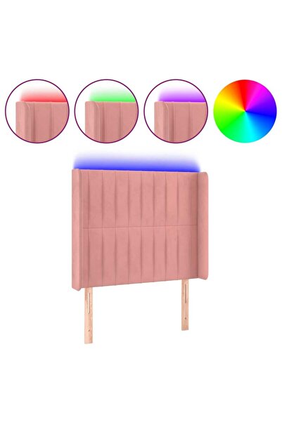 vidaxl Tăblie de pat cu LED, roz, 83x16x118/128 cm, catifea