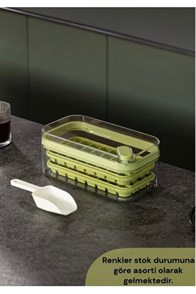 Hane216 Double Push-Press Ice Mold Ice Box - with Lid and Storage Box, with S...
