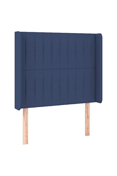 vidaxl Tăblie de pat cu aripioare, albastru, 83x16x118/128 cm, textil