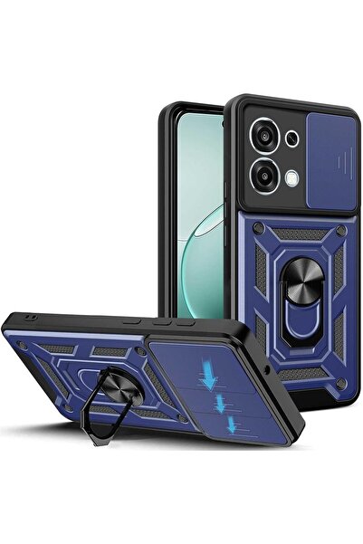 Rivor Oppo A6 Pro Uyumlu Kılıf Kamera Sürgülü Standlı Yüzüklü Darbe Emici Kor...