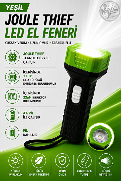 VoltLiva Led El Feneri Yeşil