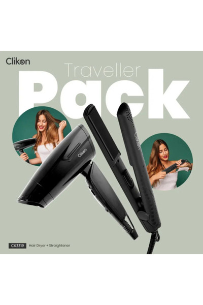 CLIKON مجموعة ليدي كومبو - مجفف شعر + مكواة فرد الشعر