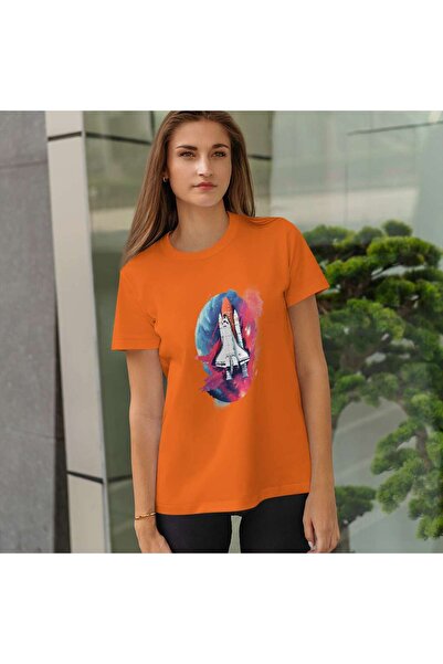 iLovePrints Space Shuttle with Abstract Background Tshirt