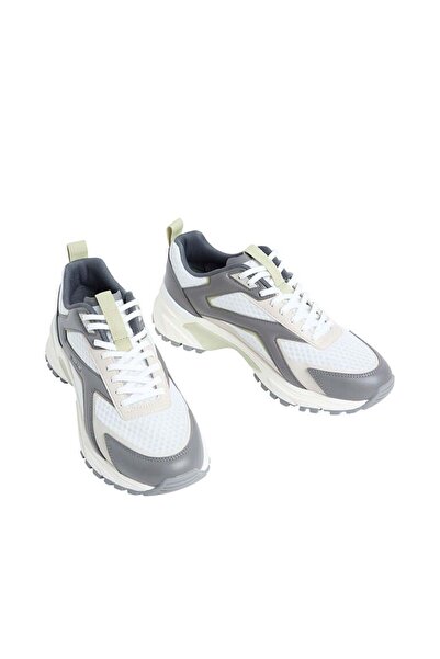 Calvin Klein Jeans HIKE RUNNER LACEUP STRIP LOGOLU ERKEK SNEAKER BEYAZ/GRİ HM...