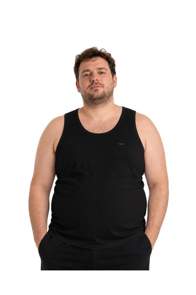 BattalModa Ανδρικό Μαύρο Φανελάκι Μεγάλου Μεγέθους 3XL-4XL-5XL-6XL