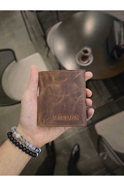 VİSSO 111 Hakiki Deri Bozuk Para Bölmeli Kişiye Özel Klasik Erkek Unisex Cüzdan