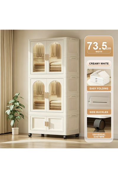Vitakit Folding Combination Wardrobe with Wheels, Thick Plastic Assembled Clo...