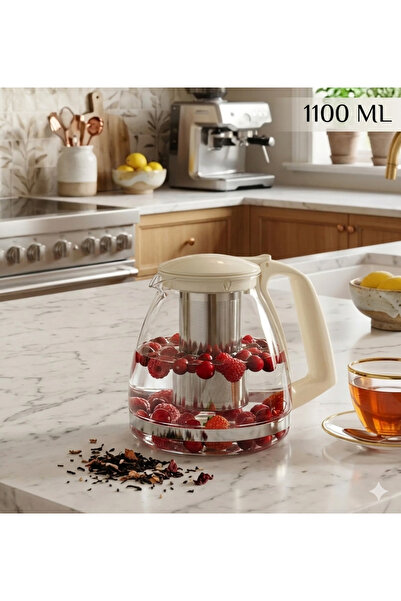 sfs elektrik Lucci Glass Teapot with Steel Strainer Multi-Purpose Herb Pot 11...