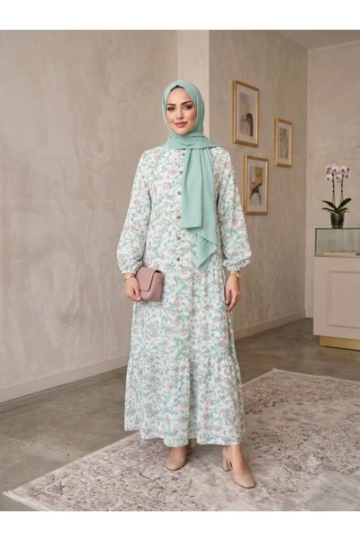 ECEYLÜL MODA Modal Pamuklu Çıtır Çiçek Desenli Tesettür Elbise - Salaş Kesim ...