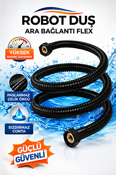 DESIPHON Robot Duş Ara Bağlantı Hortumu 60 cm Flex Hortum Paslanmaz Çelik Örg...