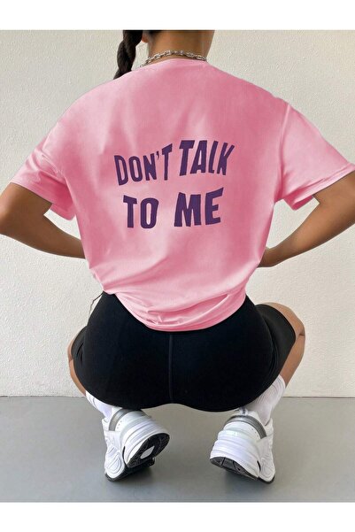 JENOLAN تي شيرت Salas كبير الحجم مطبوع عليه عبارة "Don't Talk" للنساء والفتيات