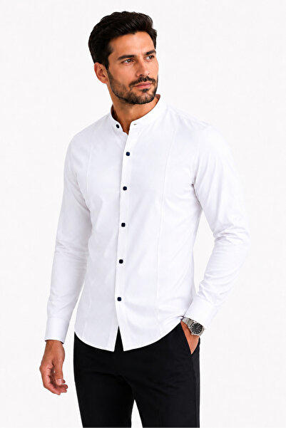 Bravis collection Slimfit Uzunkol Hakimyaka Pamuk Saten Gömlek