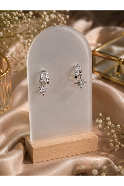 JEWELERY أقراط نسائية فضية مرصعة بحجر الزركون اللامع مناسبة للاستخدام اليومي