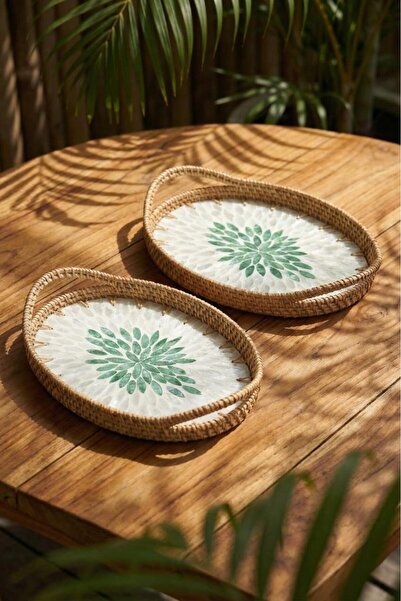 ACAR SEDEFLİ BAMBU OVAL TEPSİ 2'Lİ DESEN2