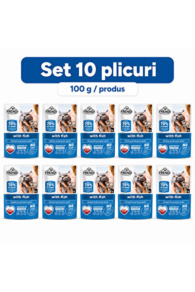 FRENDİ Cat cu Peste, hrana umeda pentru pisici, Set 10 plicuri, 10 x 100 g