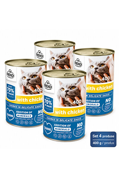 FRENDİ Cat cu Pui, hrana umeda pentru pisici, Set 4 conserve, 4 x 400 g