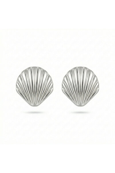 PerleJewelry أقراط فضية على شكل صدفة