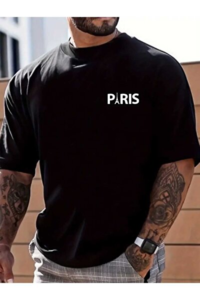 JENOLAN Tricou Boyfirend oversize pentru bărbați cu imprimeu PaRiss