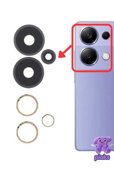 Piaks Redmi Note 13 Pro 4G Arka Kamera Camı Lensi Yapışkanlı Dış Cam 23117RA6...