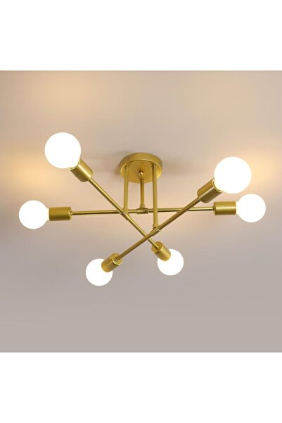 iTin Lustra de plafon vintage cu 6 brate, design elegant si rustic, pentru li...