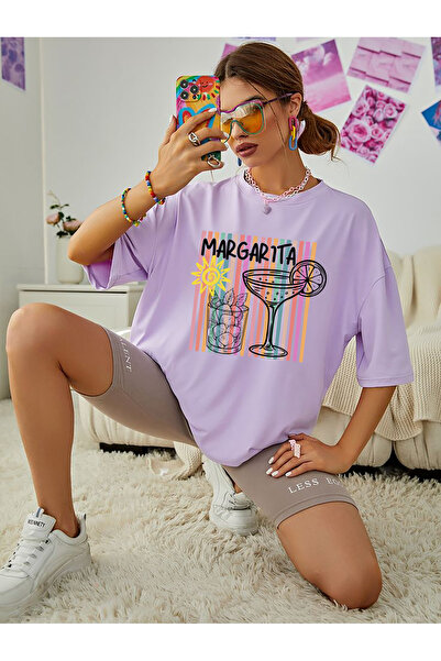 SUNFREE Μπλουζάκι MARGARITA με στάμπα, oversized, κοντομάνικο, βασικό