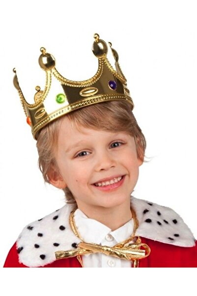 Hobibahçem Plastic King Crown Gold Color Children's Size