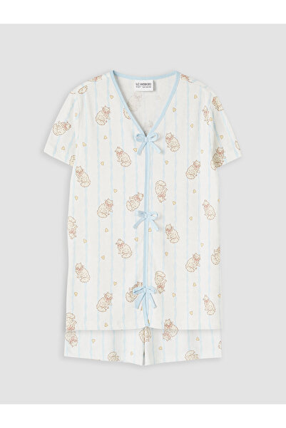 LC Waikiki Peak New Season Bow Detailed Girls' Shorts Pajama Set