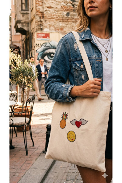 RMY MODA Organic Fabric Fruit Patterned 100% Canvas Daily Shoulder Bag