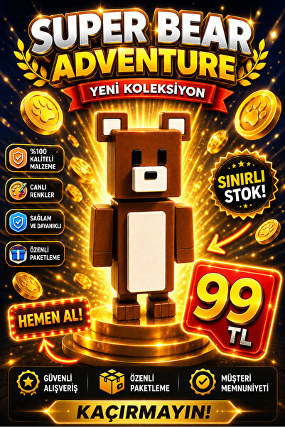 voltrex design Super Bear Adventure Oyuncak|Oynar Eklemli Figür |8 CM Koleksi...