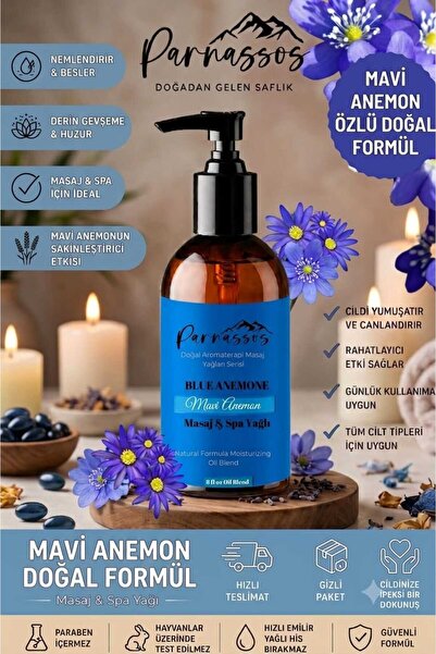 Parnassos Mavi Anemon Aromalı Masaj Yağı 150 ML – Ferah Çiçeksi Koku, İpeksi ...
