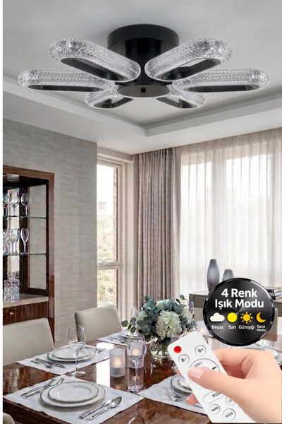 Elora Home Spica Model 6 "lı Kumandalı Siyah 3 Renk Modu Ledli Modern Tavana ...