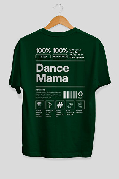 Ankhises Dance Mama Oversize Πράσινο T-Shirt με στάμπα στην πλάτη, 100% βαμβά...