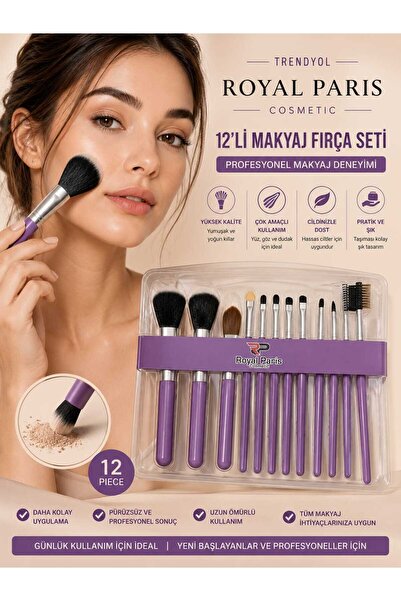 VitaMood Yaşam Royal Paris Cosmetic Set od 12 četkica za šminku, ljubičaste b...