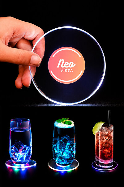 Neovista Işıklı Bardak Altlığı – Dokunmatik Renkli LED Işıklı Su Geçirmez İçe...