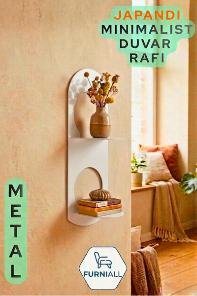 Çift Raflı Dikey Metal Duvar Rafı | Minimalist Dekoratif Saksılık | Elle Bükülebilir