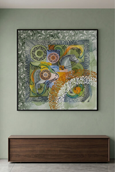 Jasmine Art Spirit of Al Khail Islamic Wall Art | Framed Canvas Print | Arabi...